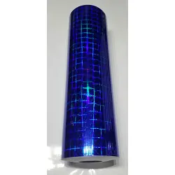 24" x 10 foot Holographic Royal Blue Plaid
